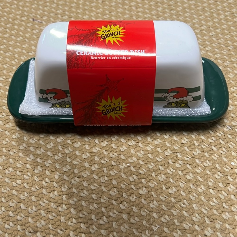 Grinch ceramic butter dish